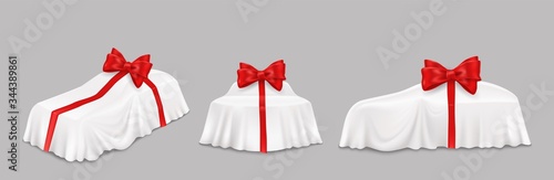 New car surprise gift reveal, vector isolated illustration