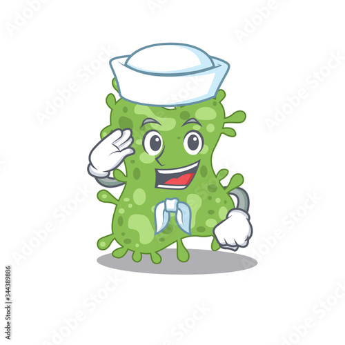 Sailor cartoon character of salmonella enterica with white hat