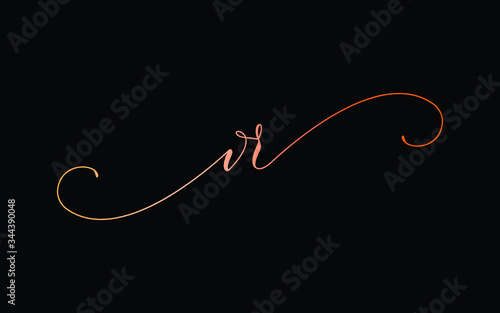 vr or v, r Lowercase Cursive Letter Initial Logo Design, Vector Template
