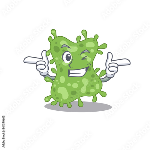 Cartoon design concept of salmonella enterica with funny wink eye