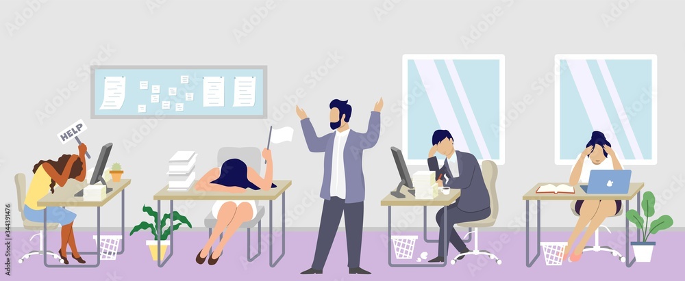 Professional burnout syndrome concept vector flat illustration