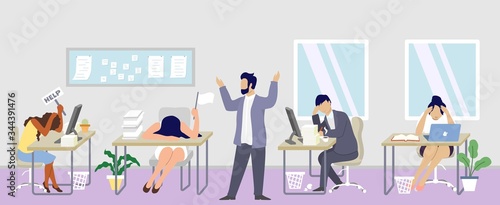 Professional burnout syndrome concept vector flat illustration