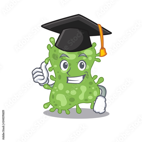 Happy face of salmonella enterica in black graduation hat for the ceremony