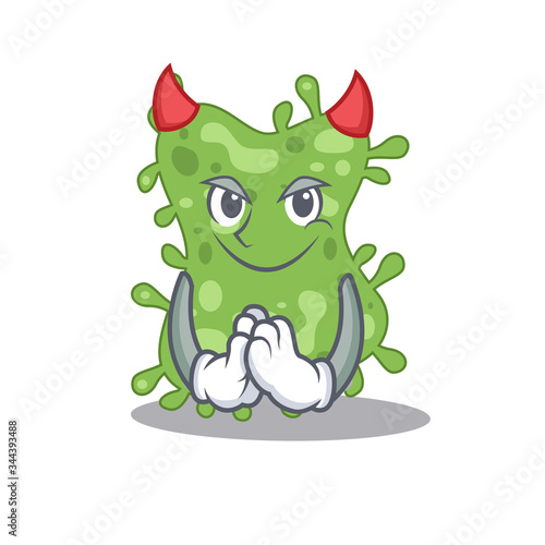 Salmonella enterica dressed as devil cartoon character design style