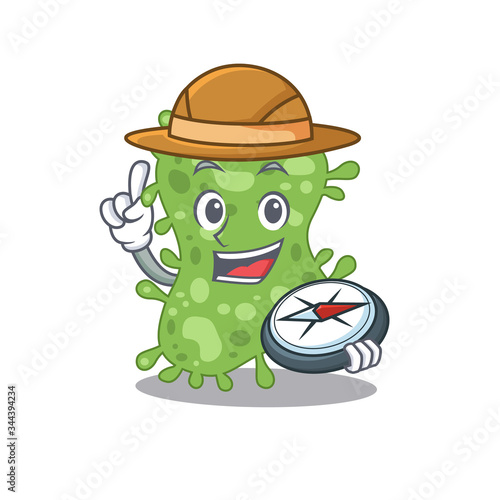 mascot design concept of salmonella enterica explorer with a compass