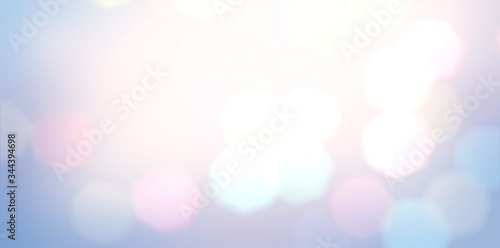 Subtle bokeh bright pattern. Lights background. White blue pink gradient blur texture. Holiday decoration.