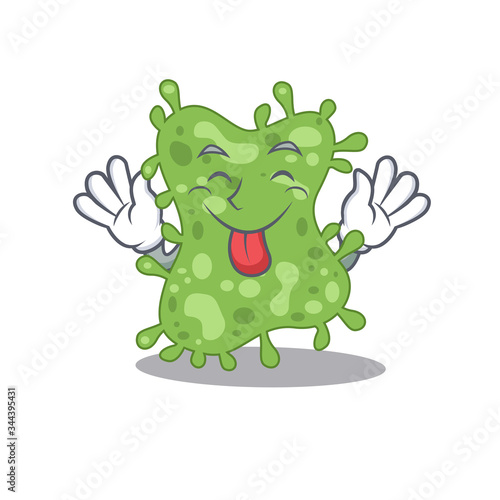 An amusing face salmonella enterica cartoon design with tongue out