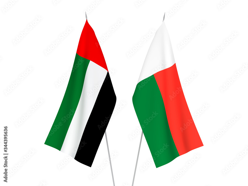 United Arab Emirates and Madagascar flags United Arab Emirates and Madagascar flags