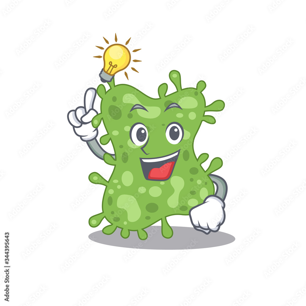 Mascot character design of salmonella enterica with has an idea smart gesture Mascot character design of salmonella enterica with has an idea smart gesture