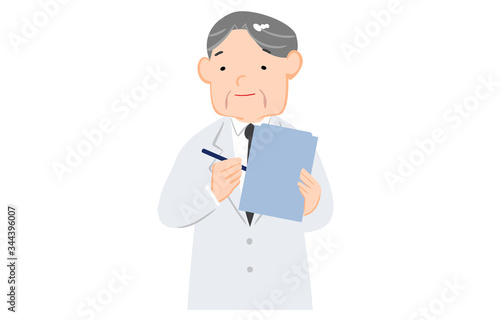 問診する白衣の男性のイラスト
