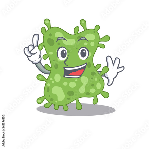 Salmonella enterica mascot character design with one finger gesture