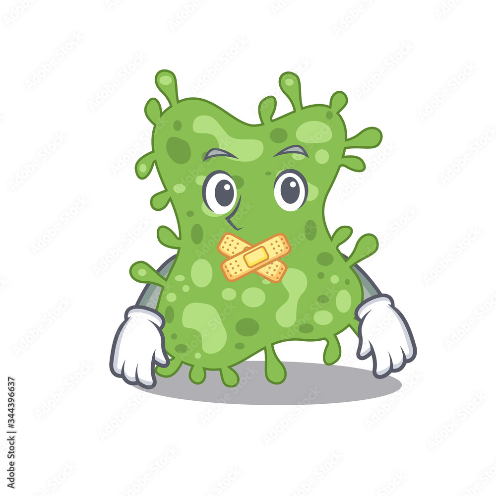 Obraz premium Salmonella enterica cartoon character style with mysterious silent gesture