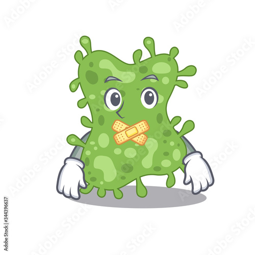 Salmonella enterica cartoon character style with mysterious silent gesture