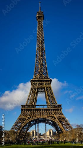 Eiffel Tower on a sunny day and blue sky
