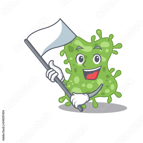 A nationalistic salmonella enterica mascot character design with flag