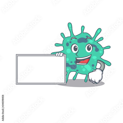 Shigella boydii cartoon character design style with board