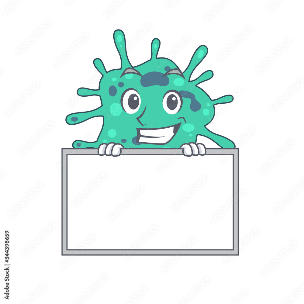 Smiling shigella boydii cartoon design style has a board Smiling shigella boydii cartoon design style has a board