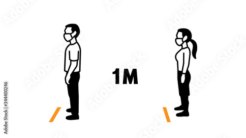 People standing for social distancing icon