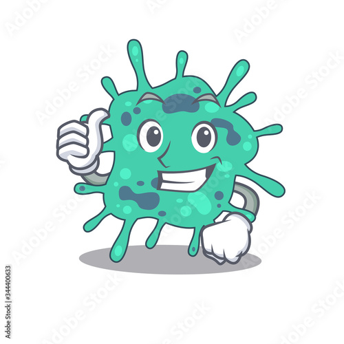 Shigella boydii cartoon character design making OK gesture