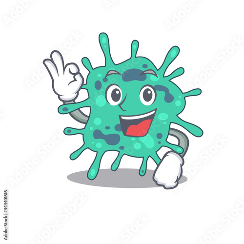 Shigella boydii mascot design style with an Okay gesture finger
