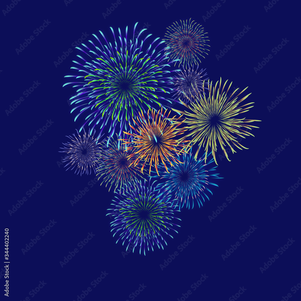 Fireworks material. Night sky fireworks background. Fireworks appear in the summer night sky.
背景：花火 はなび 打上花火 夜空 夏 祭り 夜景