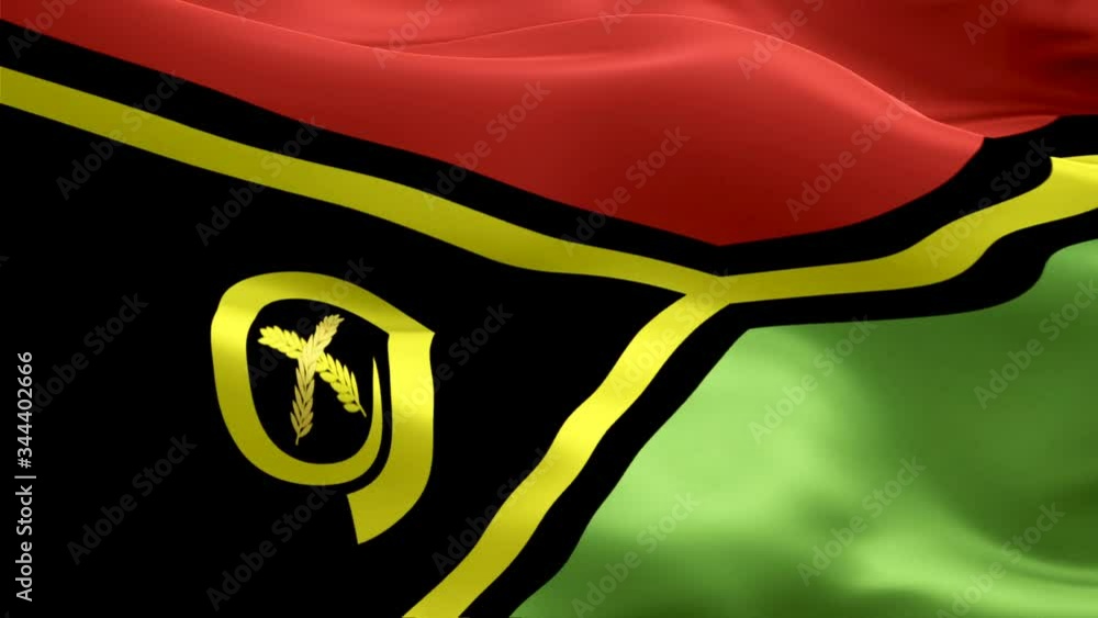 Vanuatu waving flag. National 3d Vanuatuan flag waving. Sign of Vanuatu