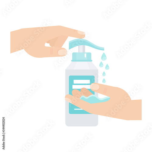 Antiseptic for disinfection. Hand hygiene. Hand washing with soap.