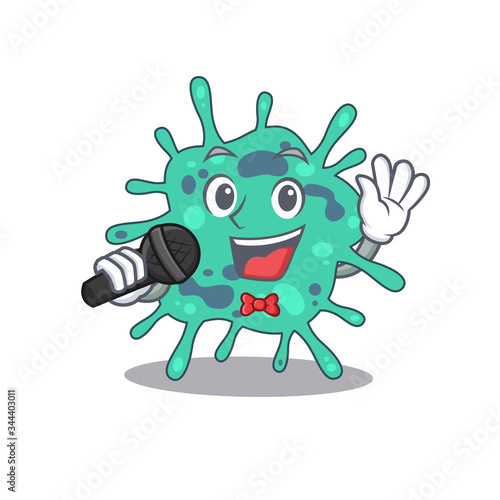 Talented singer of shigella boydii cartoon character holding a microphone