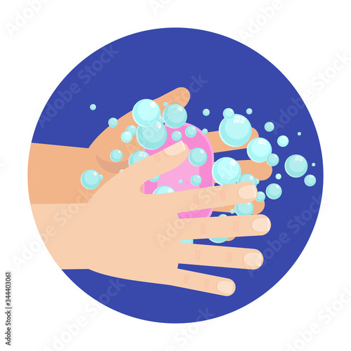 Antiseptic for disinfection. Hand hygiene. Hand washing with soap.