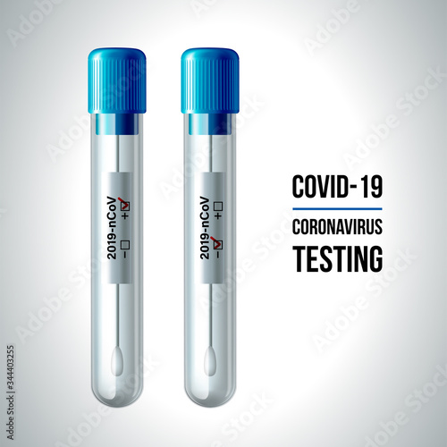 Test tubes with cotton swab for nasopharyngeal specimens.