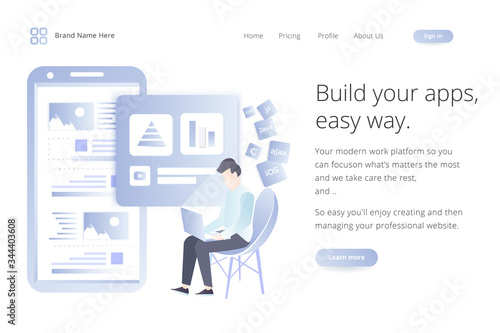 Landing page website template design. Modern flat design vector illustration concepts of web page design for website and mobile website development. Easy to edit and customize.
