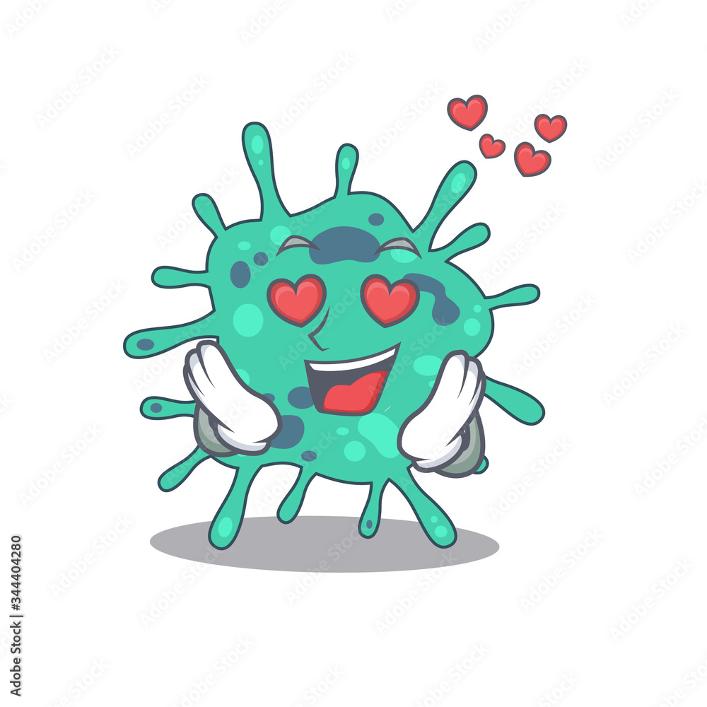 Cute shigella boydii cartoon character has a falling in love face Cute shigella boydii cartoon character has a falling in love face