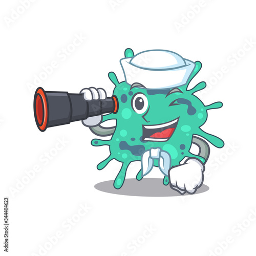 A cartoon icon of shigella boydii Sailor with binocular