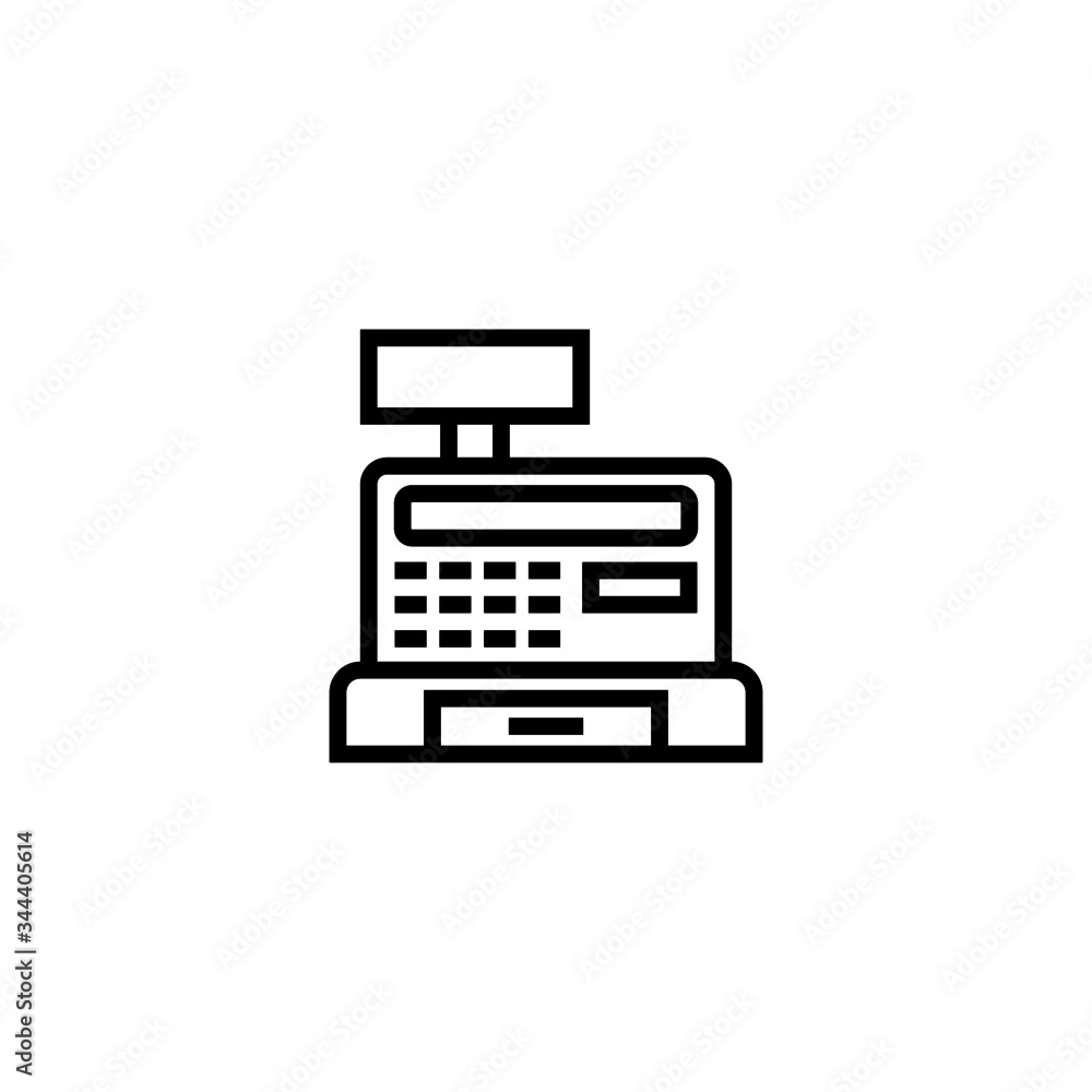 Cash machine vector icon in linear, outline icon isolated on white background Cash machine vector icon in linear, outline icon isolated on white background