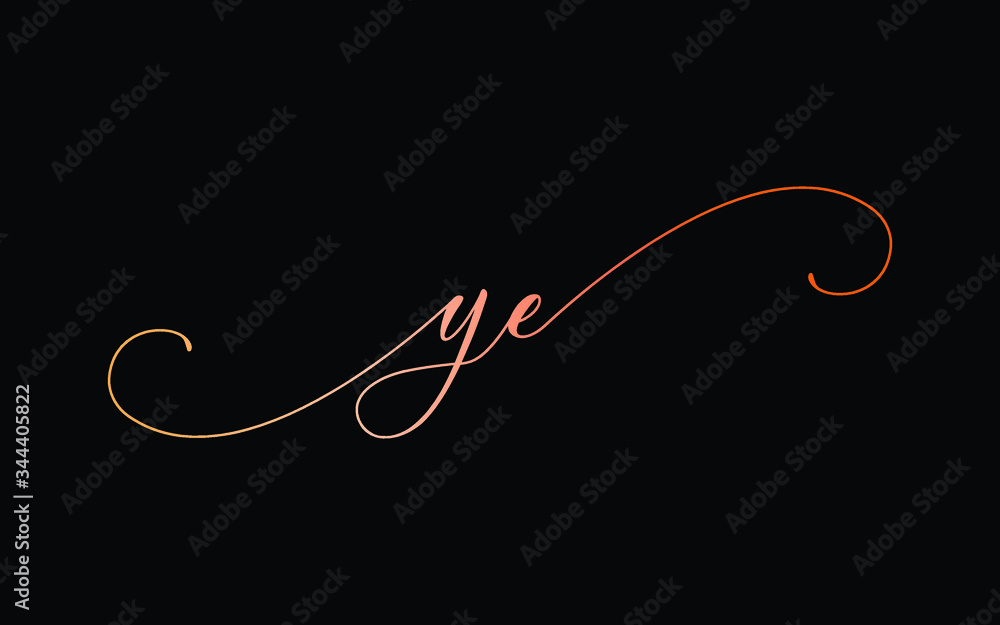 ye or y, e Lowercase Cursive Letter Initial Logo Design, Vector Template