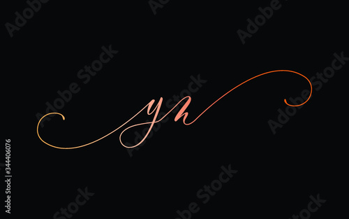yn or y, n Lowercase Cursive Letter Initial Logo Design, Vector Template