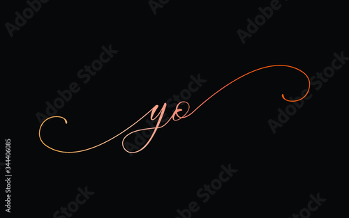 yo or y, o Lowercase Cursive Letter Initial Logo Design, Vector Template