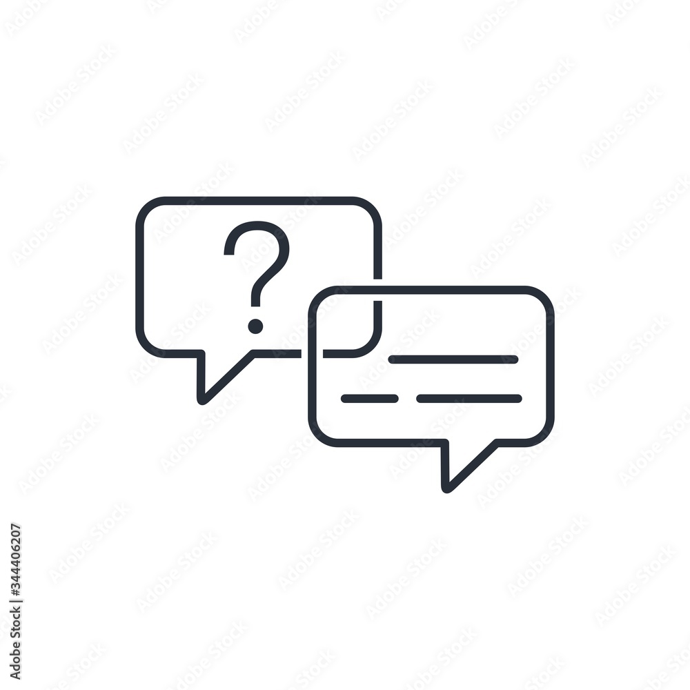Question answer. Dialogue, interview. Vector linear icon isolated on white background. Question answer. Dialogue, interview. Vector linear icon isolated on white background.