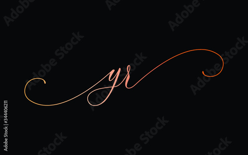 yr or y, r Lowercase Cursive Letter Initial Logo Design, Vector Template