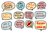 Speech bubble quote with light colors about coronavirus. Hand writing words. Good for decoration any graphic design of Covid-19 infomation. Vector illustration with layers.