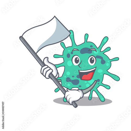 A nationalistic shigella boydii mascot character design with flag