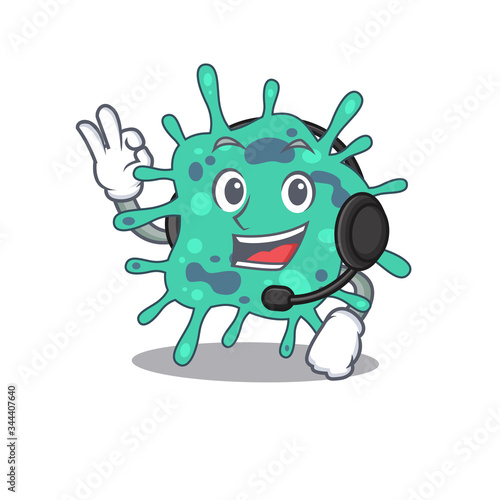 A gorgeous shigella boydii mascot character concept wearing headphone