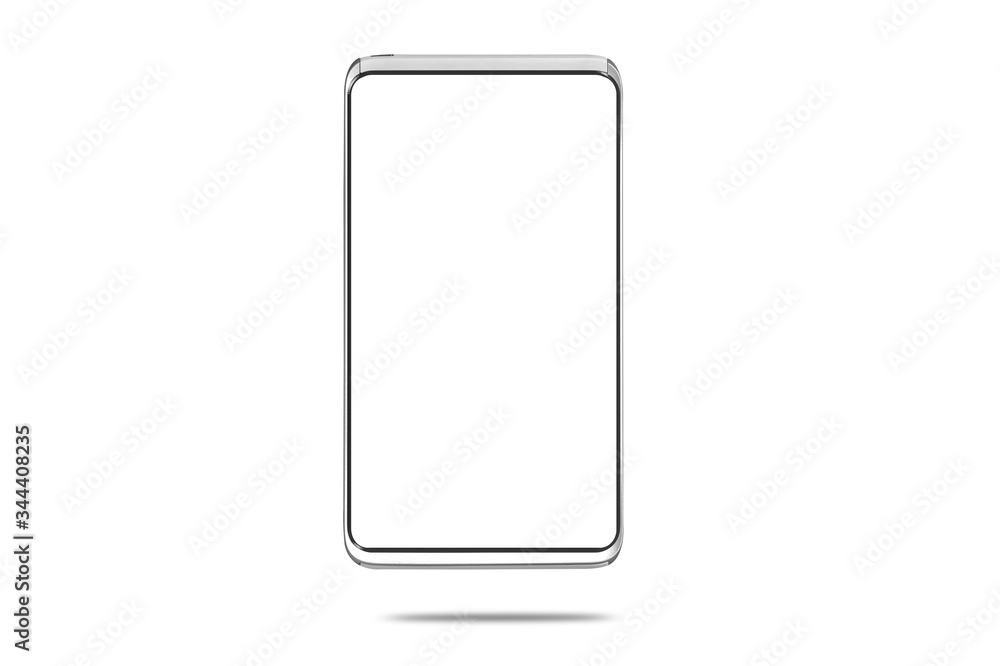 Modern smartphone on white background, top view Modern smartphone on white background, top view
