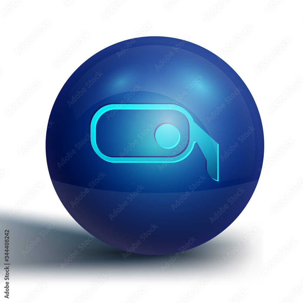 Blue Car rearview mirror icon isolated on white background. Blue circle button. Vector Illustration Blue Car rearview mirror icon isolated on white background. Blue circle button. Vector Illustration