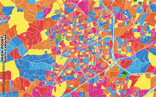 High Point, North Carolina, USA, colorful vector map