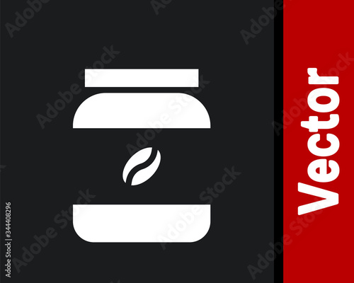 White Coffee jar bottle icon isolated on black background. Vector Illustration