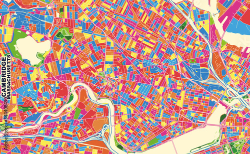 Cambridge, Massachusetts, USA, colorful vector map photo