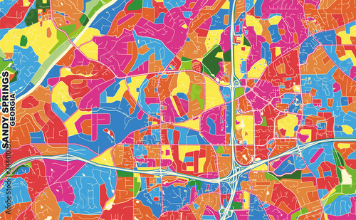 Sandy Springs, Georgia, USA, colorful vector map