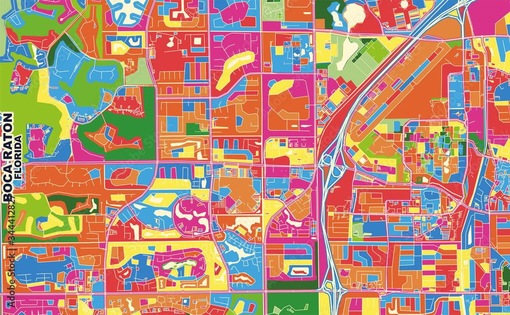 Obraz premium Boca Raton, Florida, USA, colorful vector map