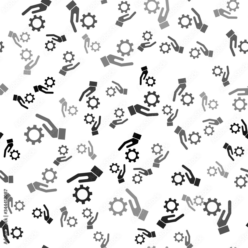 Black Settings in the hand icon isolated seamless pattern on white background. Vector Illustration Black Settings in the hand icon isolated seamless pattern on white background. Vector Illustration